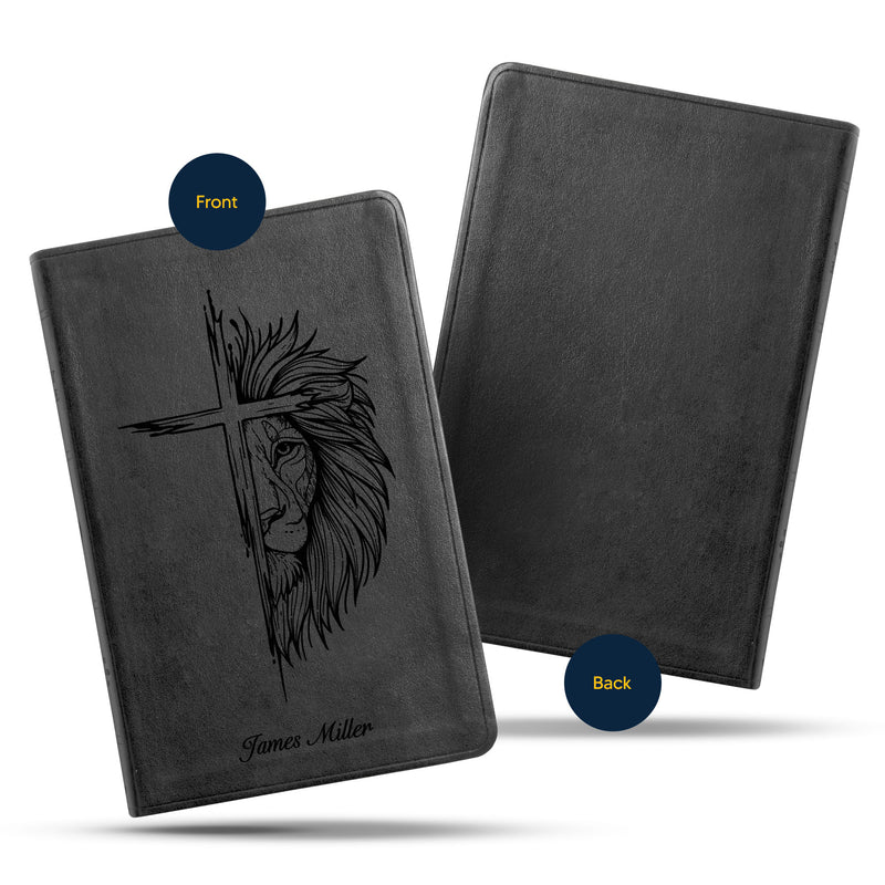 ESV Black Standard Size Thinline Holy Bible Large Print | Cross + Lion
