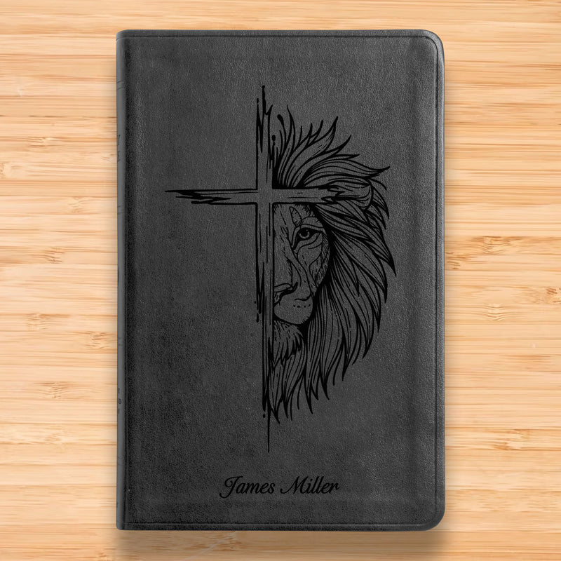 ESV Black Standard Size Thinline Holy Bible Large Print | Cross + Lion