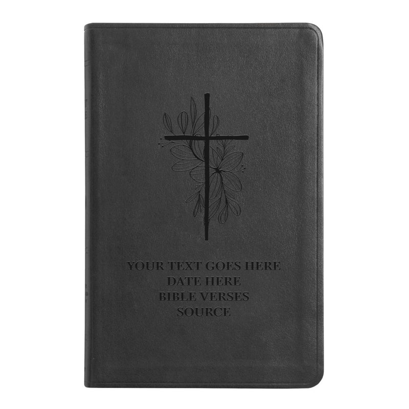 ESV Black Standard Size Thinline Holy Bible Large Print | Floral and Cross