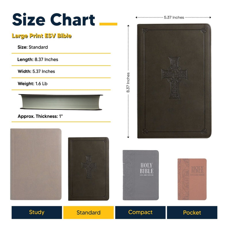ESV Olive Green Standard Size Holy Bible Large Print | Green Cross