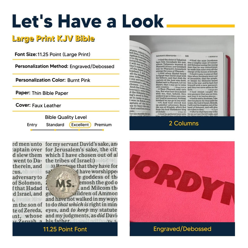 KJV Pink Standard Size Holy Bible Large Size