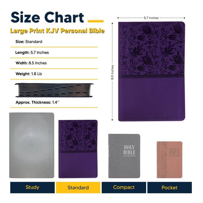 KJV Purple Standard Size Holy Bible Large Print with Index Tabs