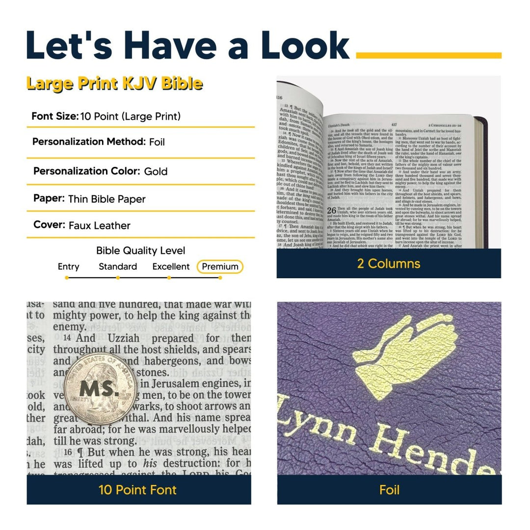 Personalized KJV Thinline Custom Bible Faux Leather Cover Large Print Size Purple | Shepherds Shelf