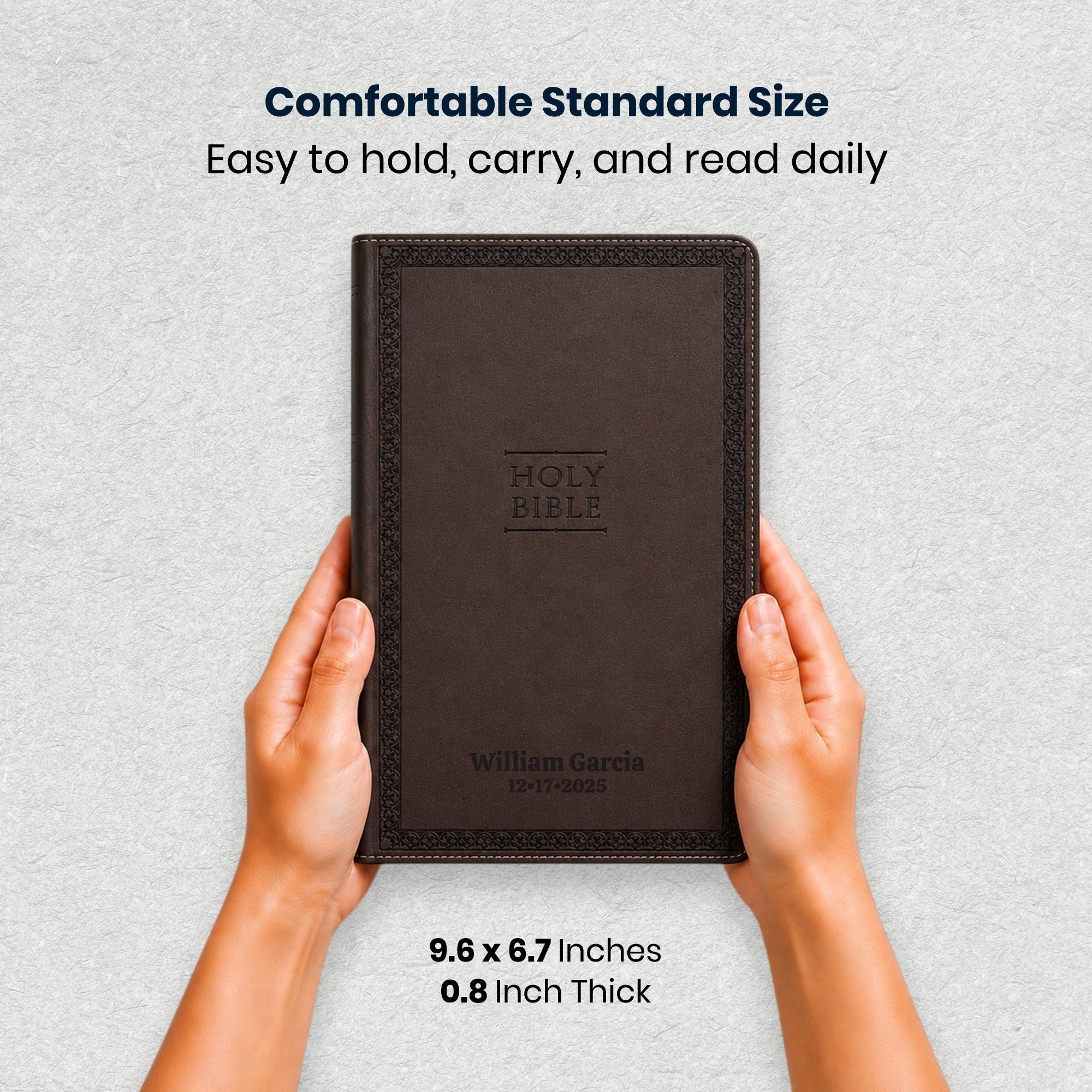 NIV Brown Standard Size Thinline Holy Bible Large Print Value Edition - Dimension Image