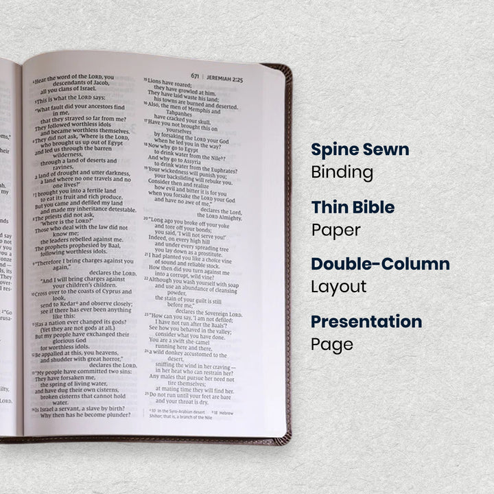 NIV Brown Standard Size Thinline Holy Bible Large Print Value Edition - Lifestyle Image 1