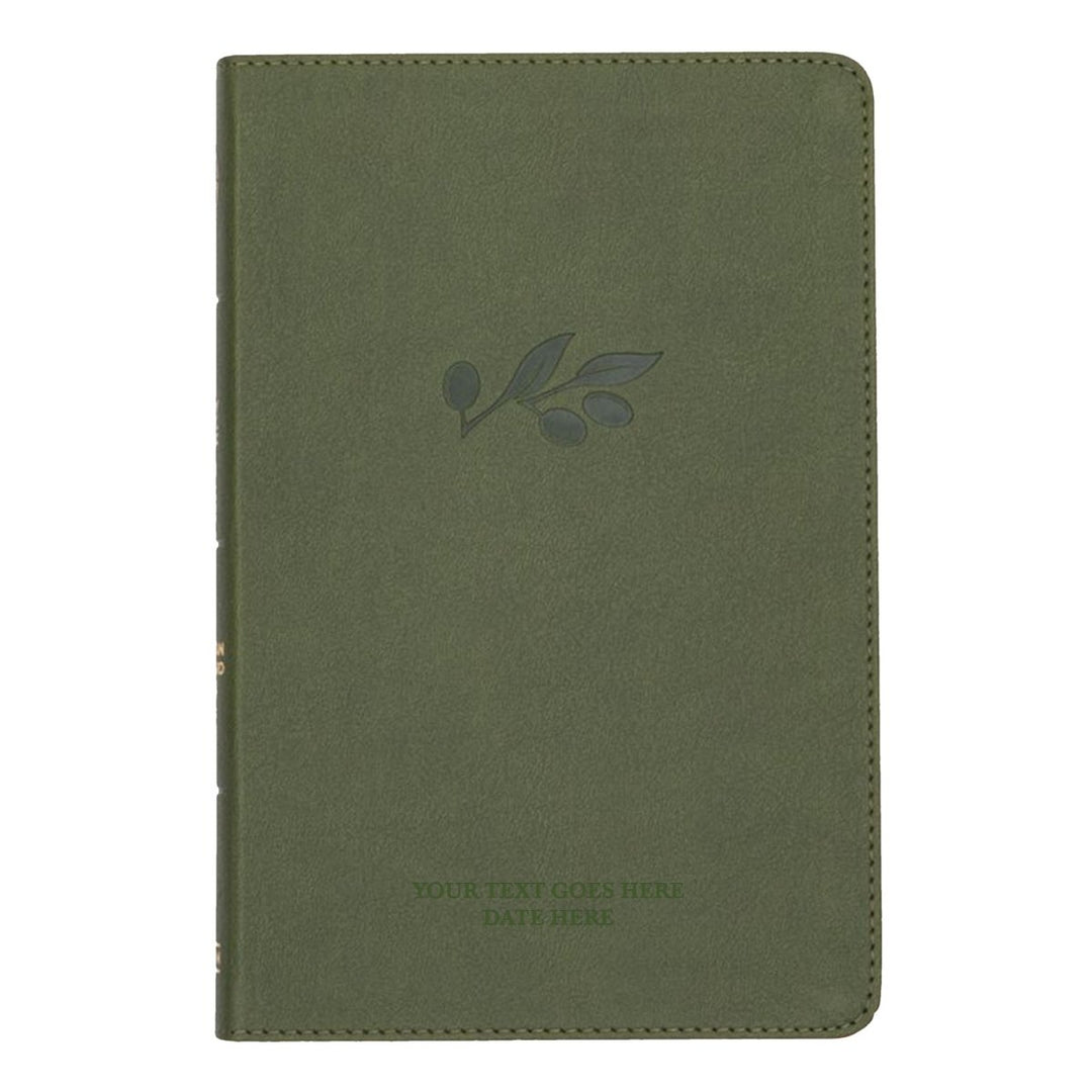 Personalized CSB Thinline Bible Faux Leather Medium Print Size Olive Green | Shepherd Shelf