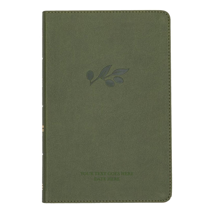 Personalized CSB Thinline Bible Faux Leather Medium Print Size Olive Green | Shepherd Shelf