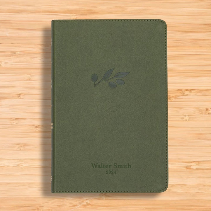 Personalized CSB Thinline Bible Faux Leather Medium Print Size Olive Green | Shepherd Shelf