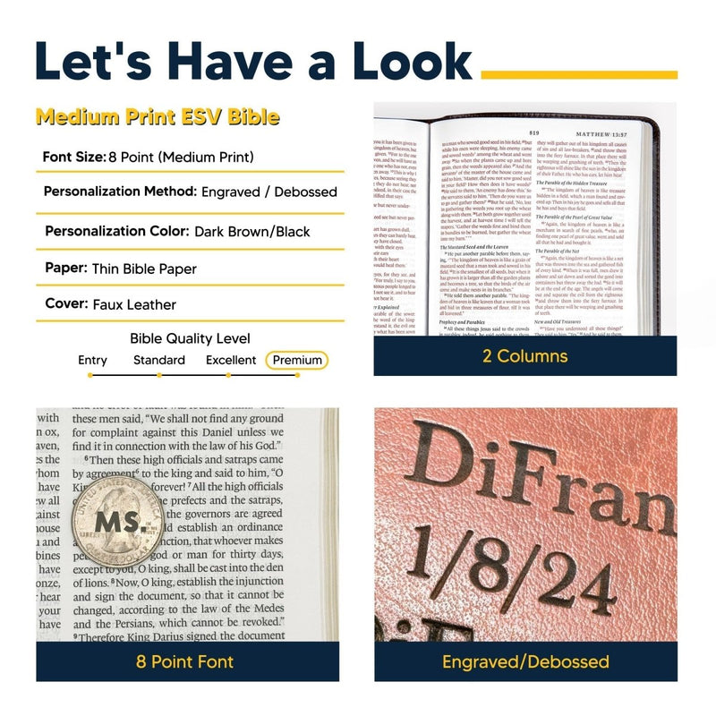 ESV Brown Standard Size Thinline Holy Bible Medium Print | Cross With Sun Rays