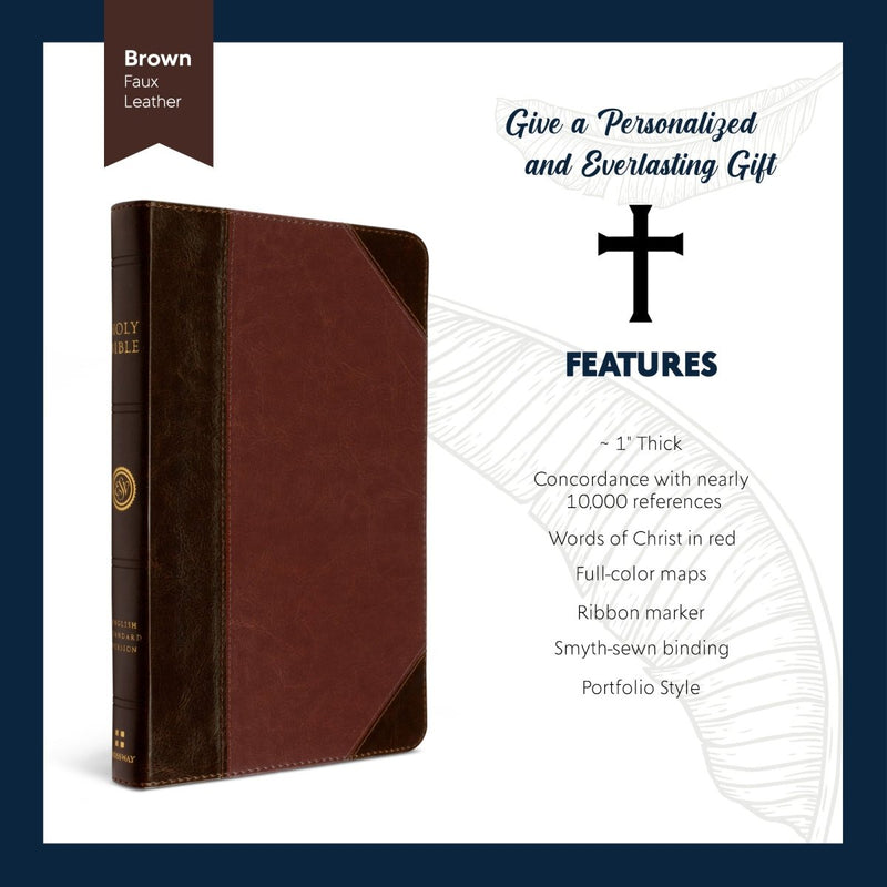 ESV Brown Standard Size Thinline Holy Bible Medium Print | Tree of Life