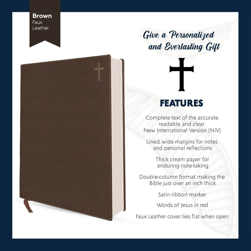 NIV Brown Standard Size Journaling Holy Bible Medium Print | Scripture Art Collection