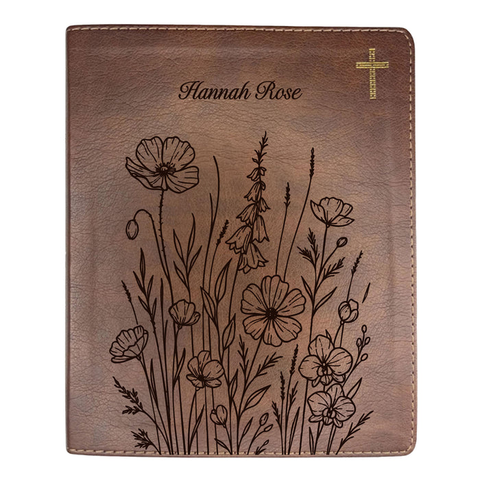 NIV Brown Standard Size Notetaking Holy Bible Medium Print | Bunch of Flowers