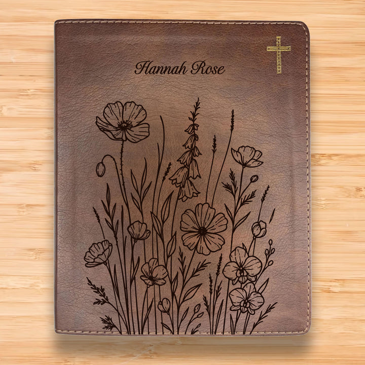 NIV Brown Standard Size Notetaking Holy Bible Medium Print | Bunch of Flowers