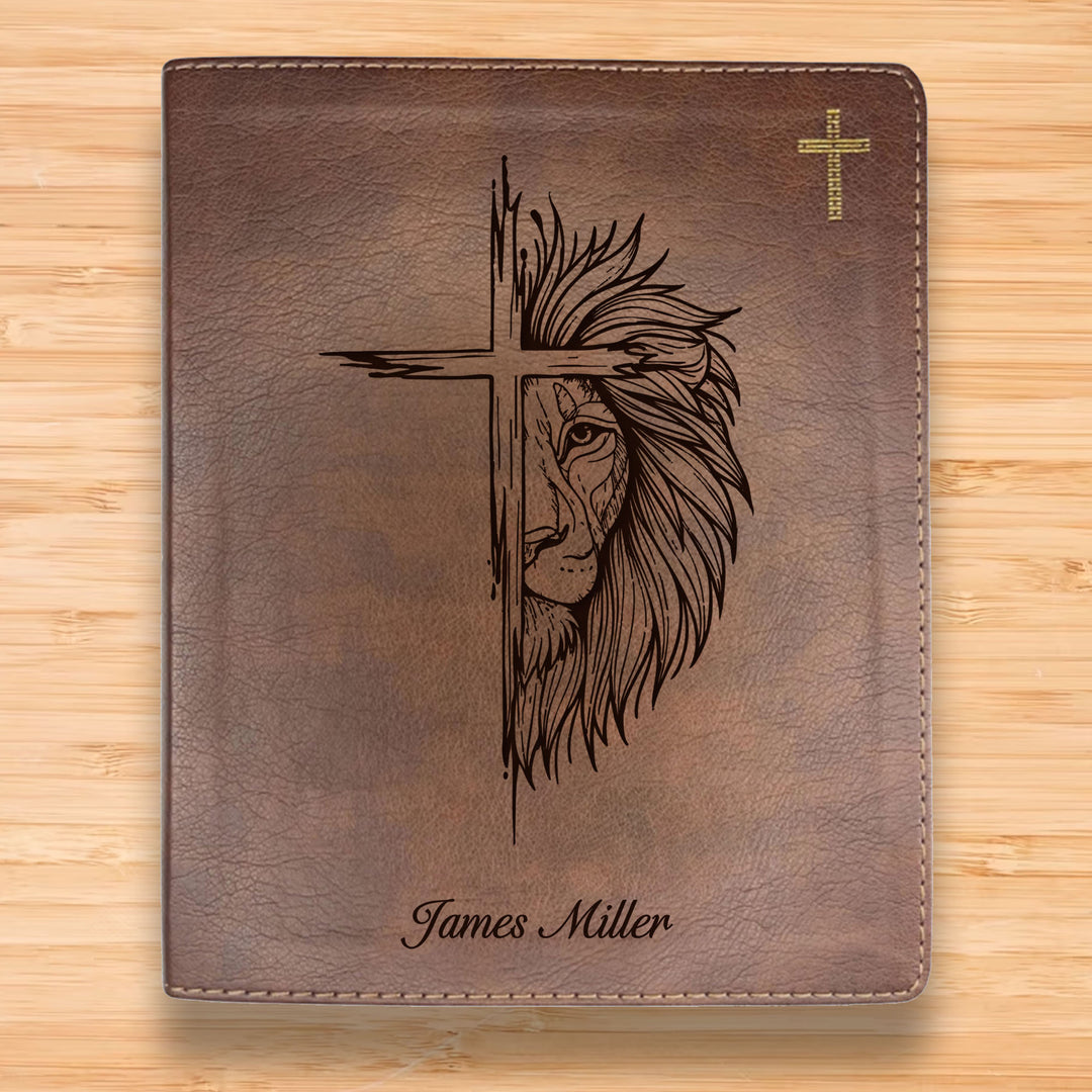 NIV Brown Standard Size Notetaking Holy Bible Medium Print | Cross + Lion