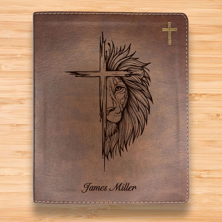 NIV Brown Standard Size Notetaking Holy Bible Medium Print | Cross + Lion