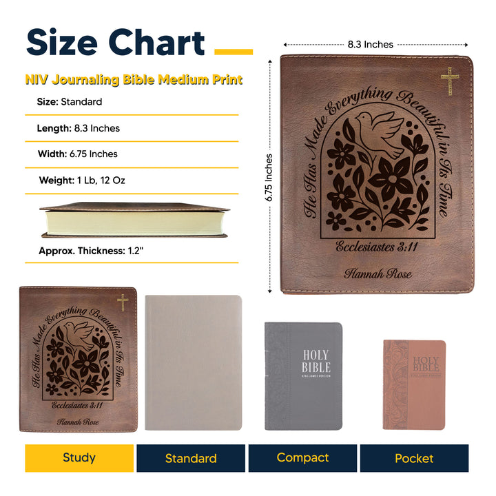 NIV Brown Standard Size Journaling Holy Bible Medium Print | Ecclesiastes 3:11