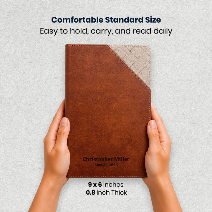 NIV Brown Standard Size Thinline Holy Bible Medium Print - Dimension Image