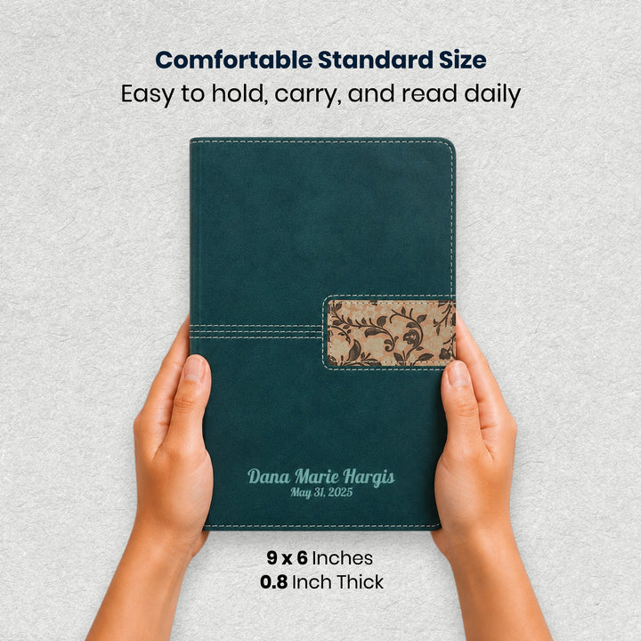 NIV Teal Standard Size Thinline Holy Bible Medium Print - Dimension Image