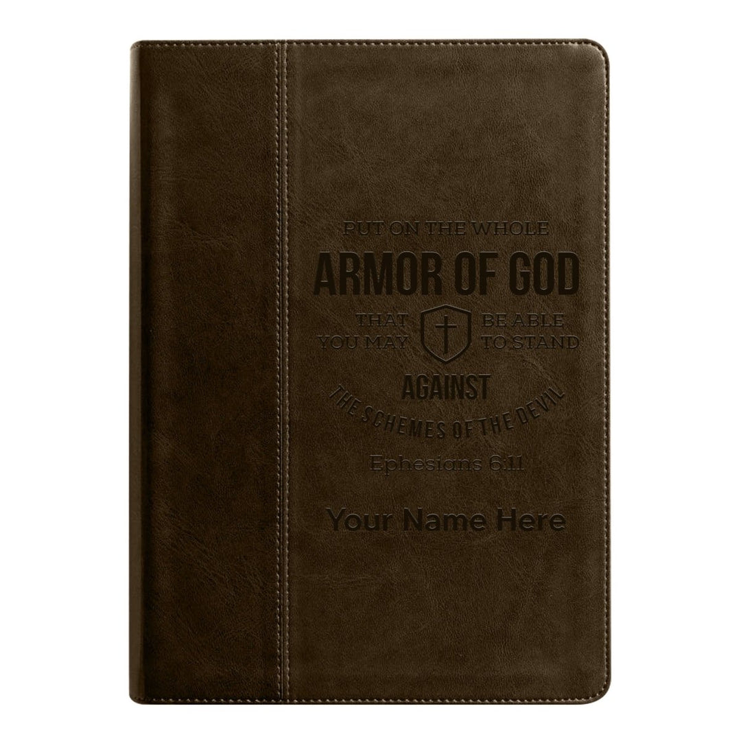 NLT Brown Standard Size Holy Bible Medium Print | Ephesians 6:11