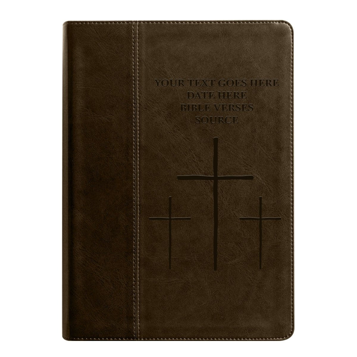 NLT Brown Standard Size Holy Bible Medium Print | The Three crosses