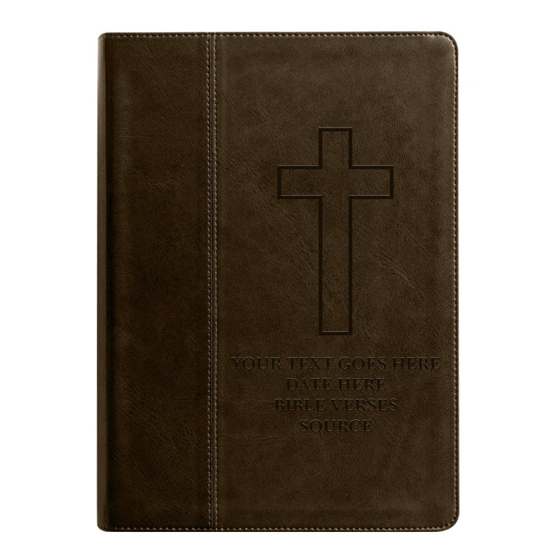 NLT Brown Standard Size Holy Bible Medium Print | Geometric Cross