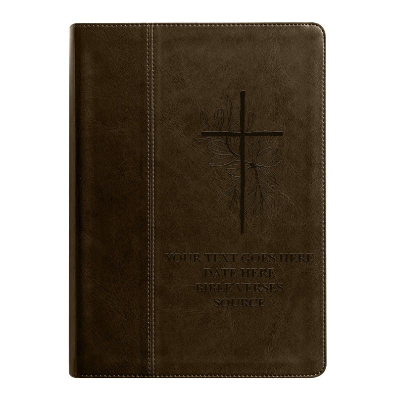 NLT Brown Standard Size Holy Bible Medium Print | Floral and Cross