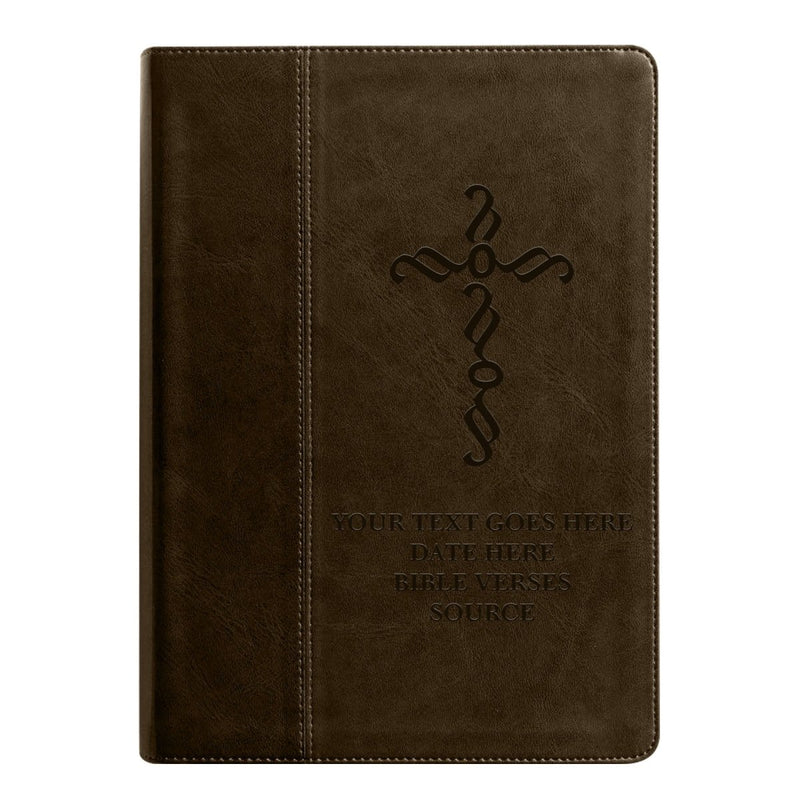 NLT Brown Standard Size Holy Bible Medium Print | Pen Stroke Cross