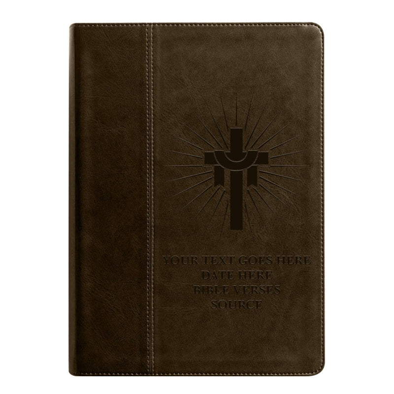 NLT Brown Standard Size Holy Bible Medium Print | Cross With Sun Rays