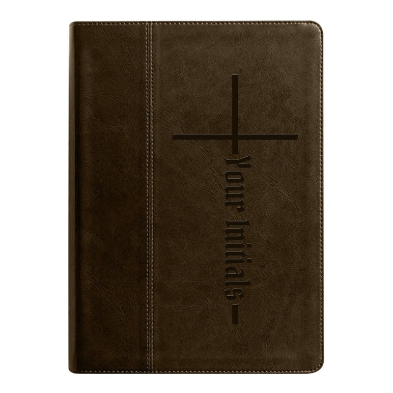 NLT Brown Standard Size Holy Bible Medium Print | Christian Cross