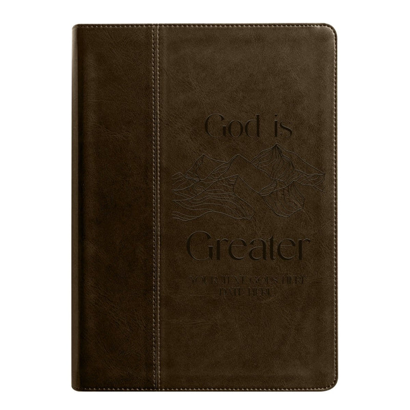 NLT Brown Standard Size Holy Bible Medium Print | God is Greater