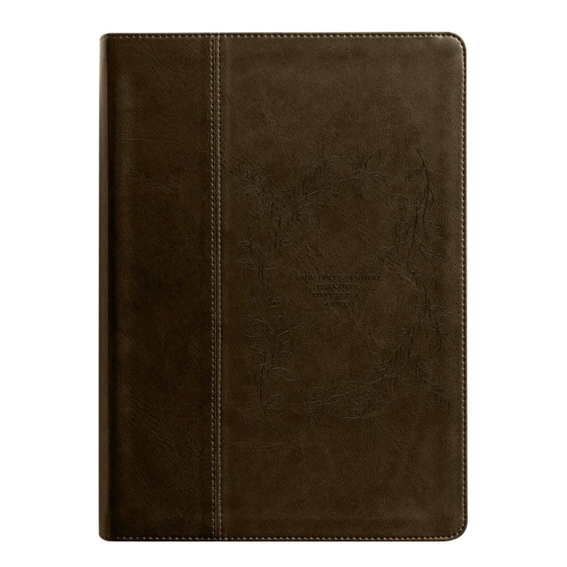 NLT Brown Standard Size Holy Bible Medium Print | Floral Vines