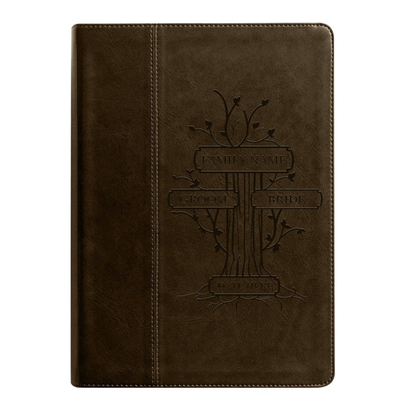 NLT Brown Standard Size Holy Bible Medium Print | Family Tree