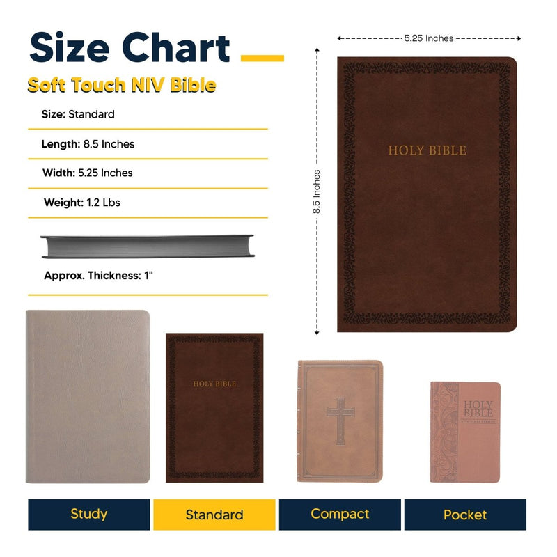 NIV Brown Standard Size Soft Touch Holy Bible Small Print