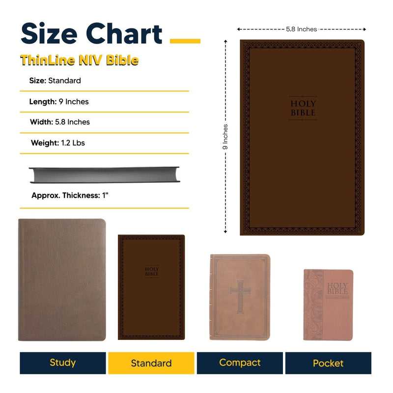 NIV Brown Standard Size Thinline Holy Bible Small Print