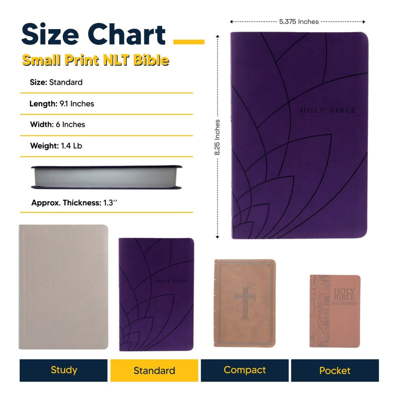 NLT Dark Purple Standard Size Holy Bible Small Print | Petal