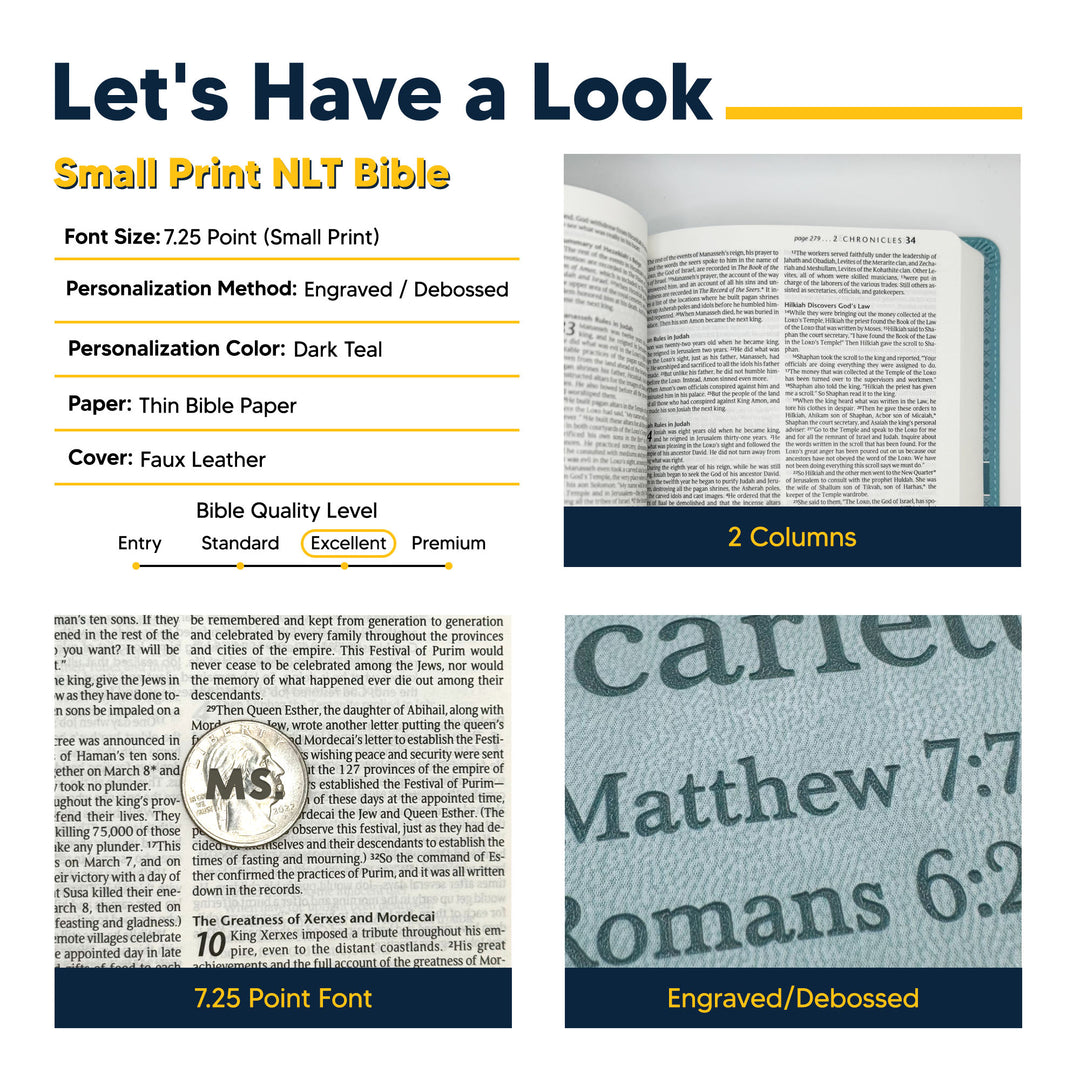 NLT Teal Standard Size Holy Bible Small Print (Copy)