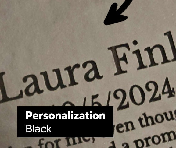 Actual personalization sample for this Bible