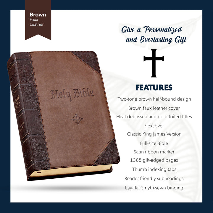 Personalized KJV Bible Giant Print Faux Leather Giant two-tone Design | Shepherds Shelf