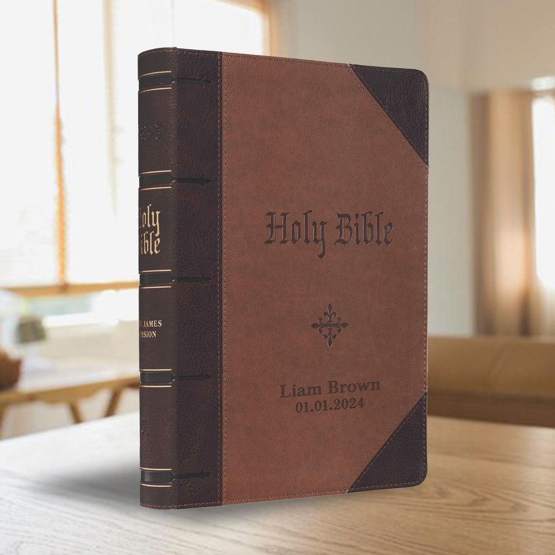 Personalized KJV Bible Giant Print Faux Leather Giant two-tone Design | Shepherds Shelf