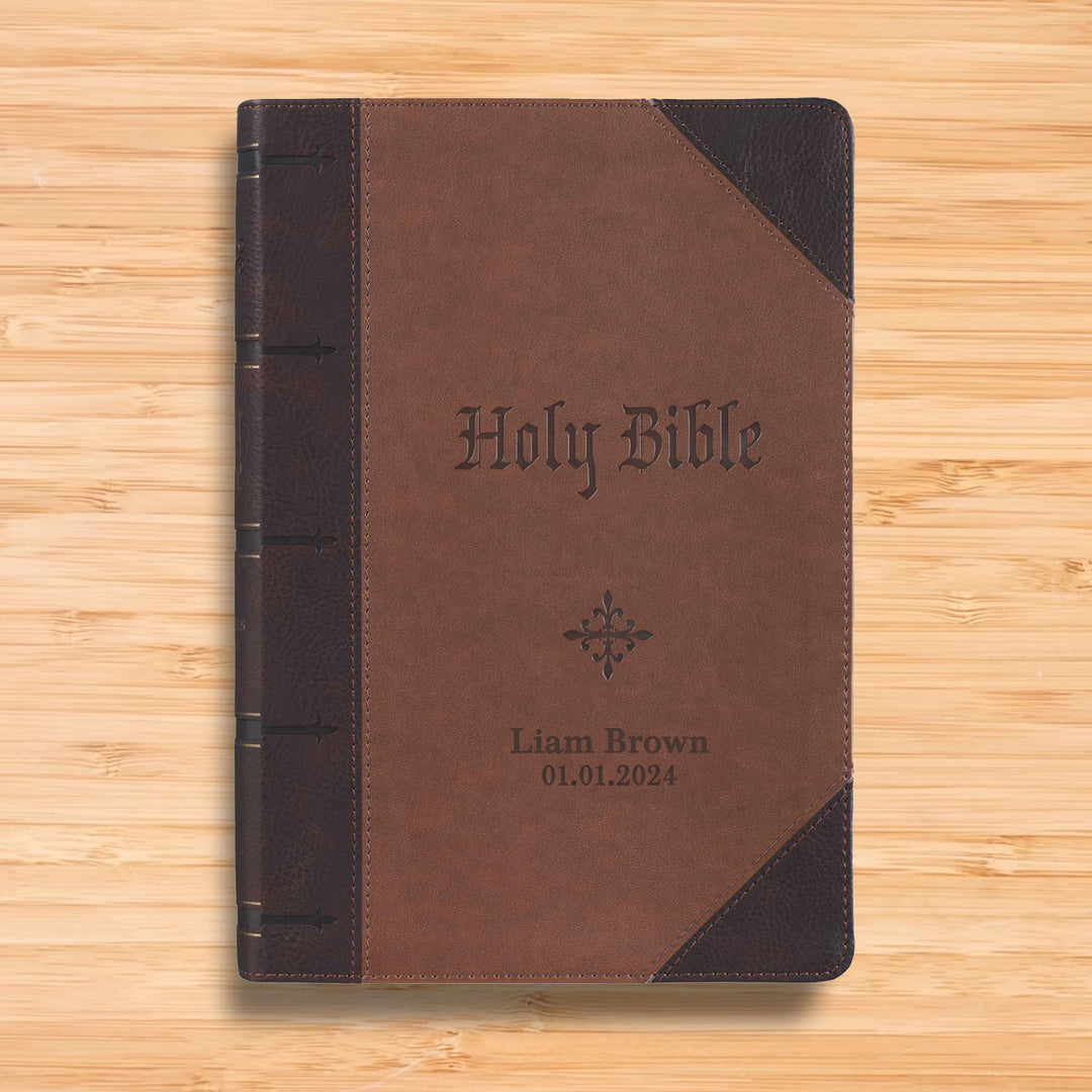 Personalized KJV Bible Giant Print Faux Leather Giant two-tone Design | Shepherds Shelf