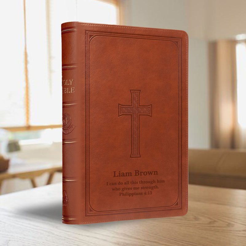 KJV Saddle Brown Study Size Holy Bible Super Giant Print