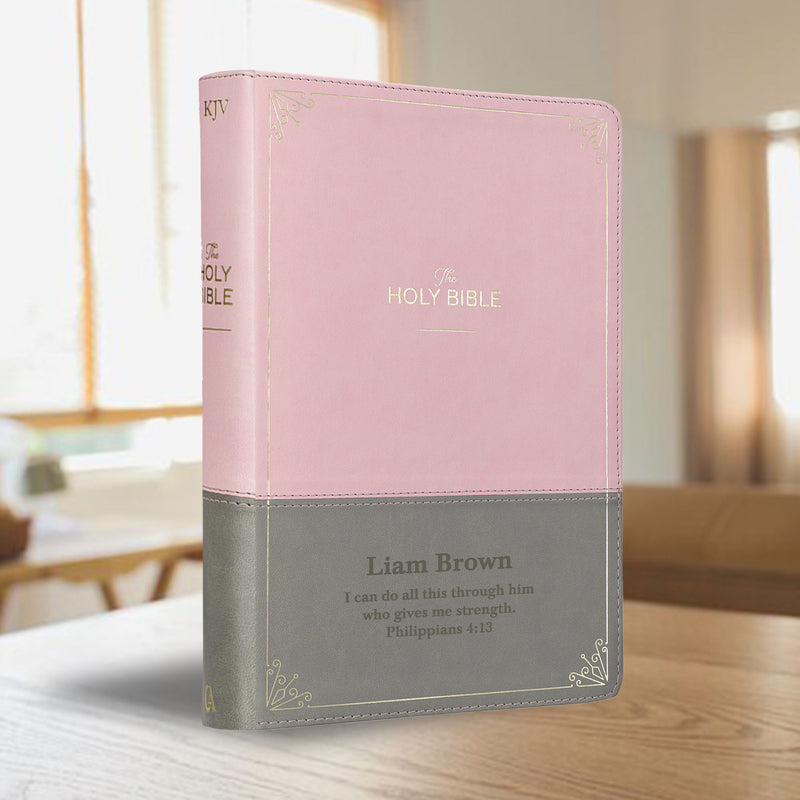 KJV Pink Gray Study Size Holy Bible Giant Print