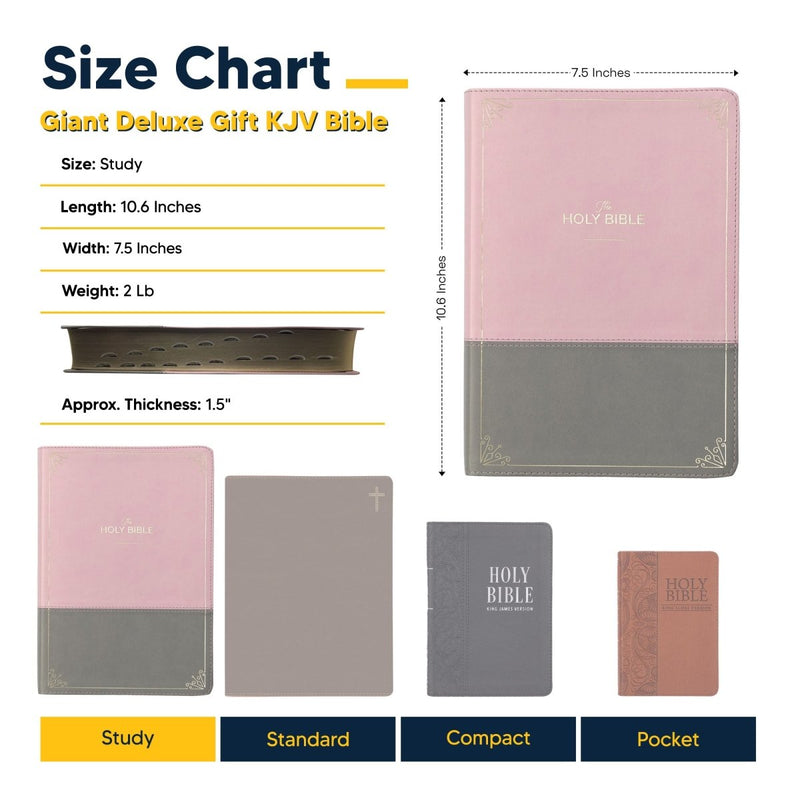 KJV Pink Gray Study Size Holy Bible Giant Print