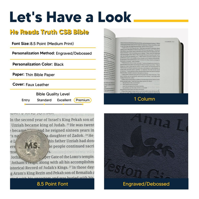 Personalized CSB She Reads Truth Community Study Bible Faux Leather Medium Print Size FULL COVER with Christian Cross  Blue | Shepherds Shelf