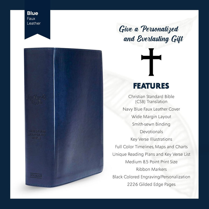Personalized CSB She Reads Truth Community Study Bible Faux Leather Medium Print Size FULL COVER with Christian Cross  Blue | Shepherds Shelf