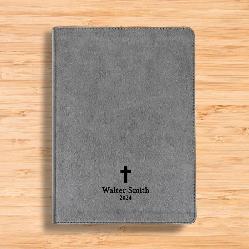 Personalized CSB He Reads Truth Community Study Bible Faux Leather Medium Print Size FULL COVER with Be the Light Gray| Shepherds Shelf