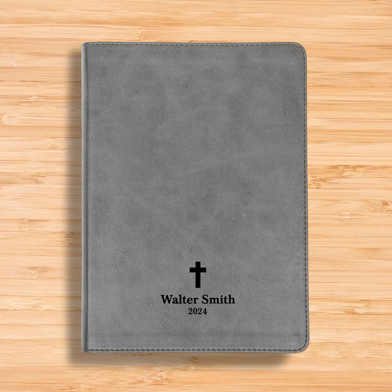 Personalized CSB He Reads Truth Community Study Bible Faux Leather Medium Print Size FULL COVER with Christian Cross  Gray | Shepherds Shelf