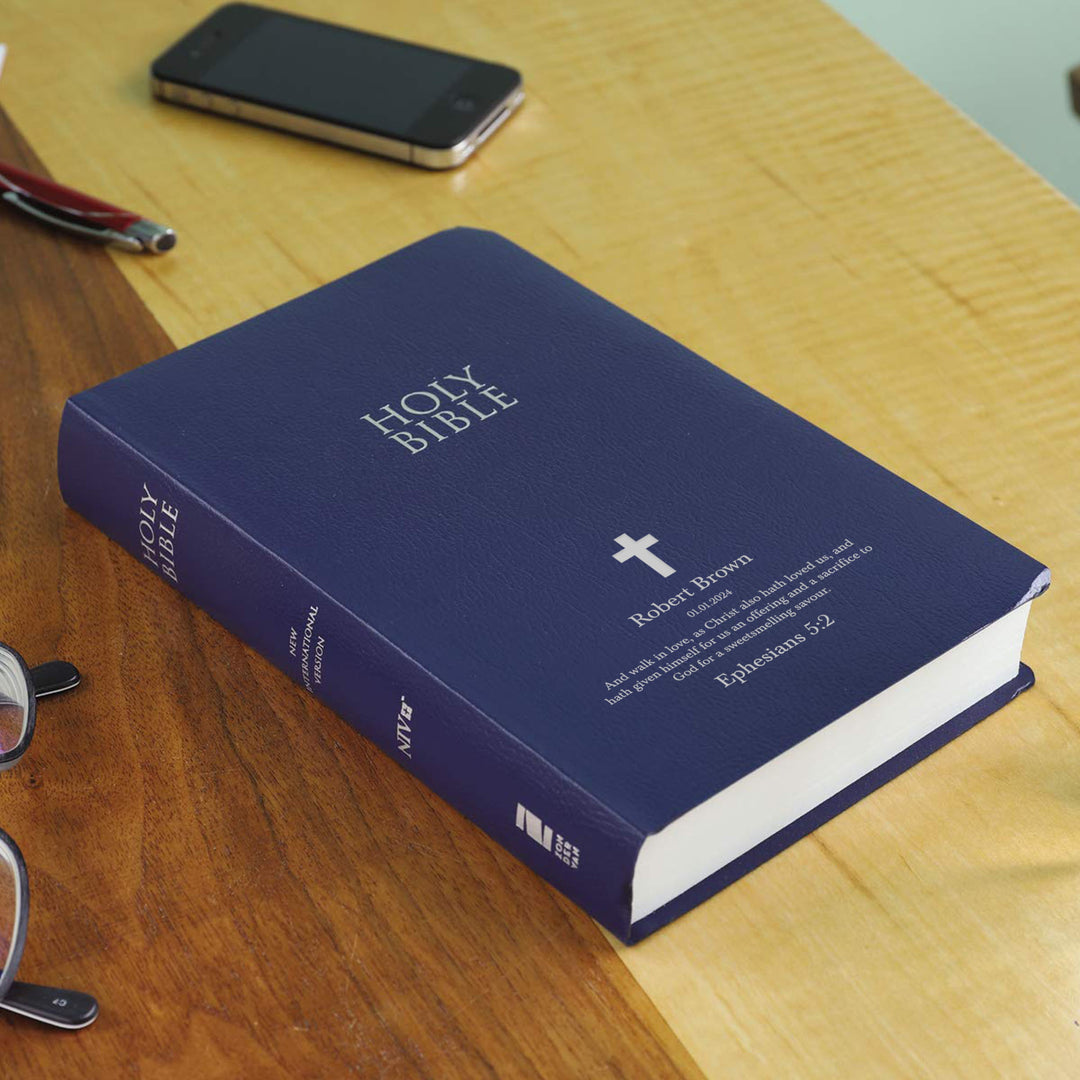 Personalized Blue NIV Faux Holy Bible | Shepherds Shelf