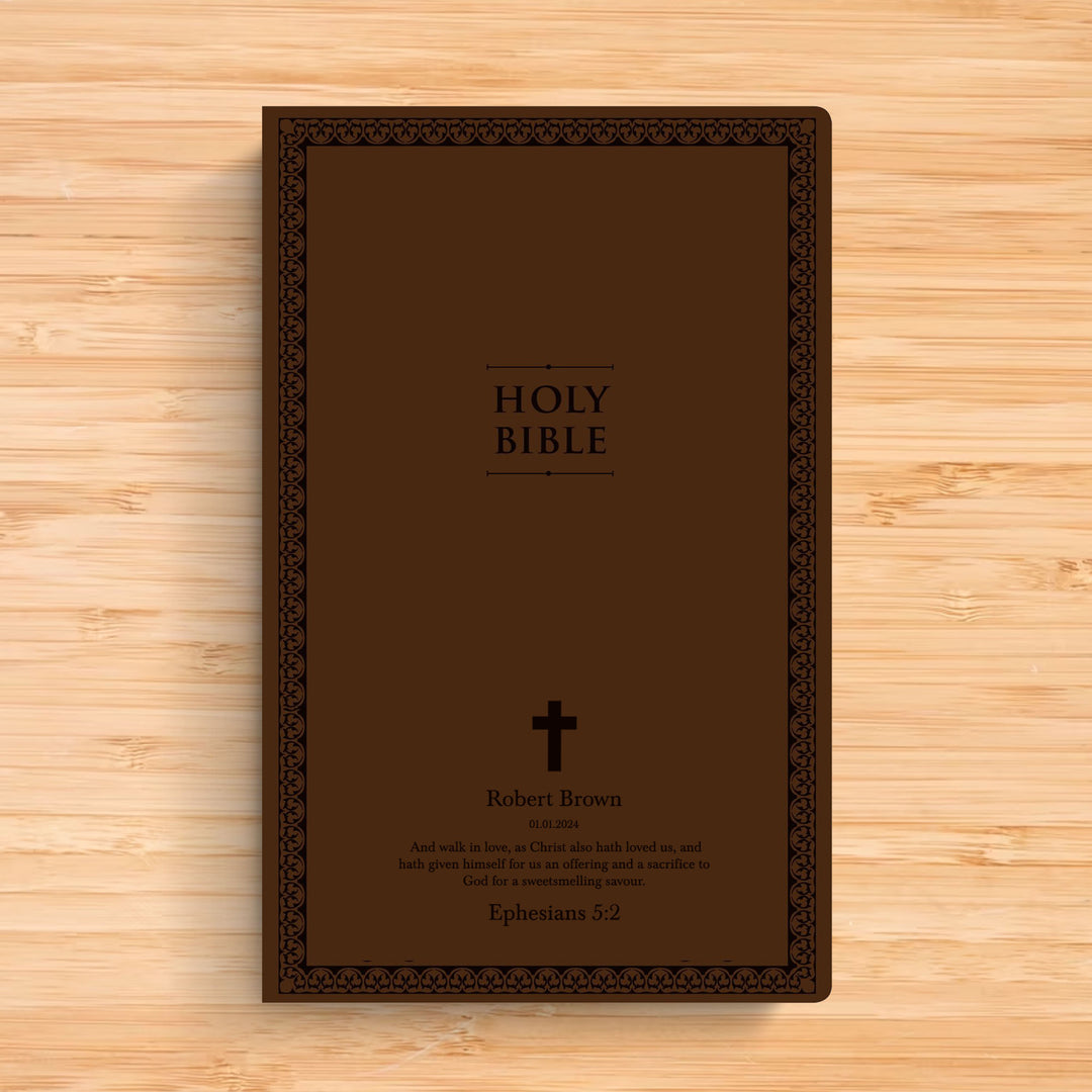 Personalized Brown NIV Thinline Holy Bible with Custom Name