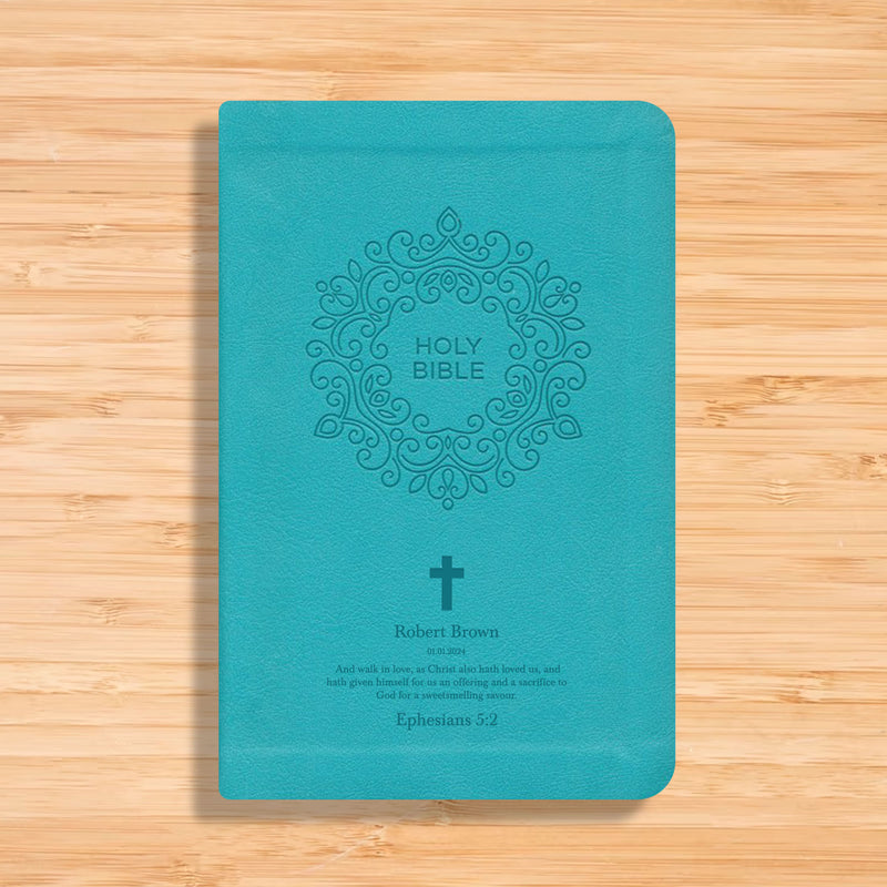 NKJV Blue Study Size Thinline Holy Bible Large Print